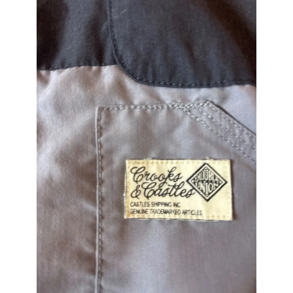 Crooks & Castles Jacket Mens XL Grey Black Colorblock Hooded Windbreaker Good